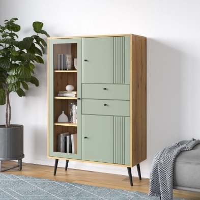 «Вега Саксония» Шкаф низкий (1 стеклодверь) Серо-зелёный «Вега Саксония» Шкаф низкий (1 стеклодверь) Серо-зелёный