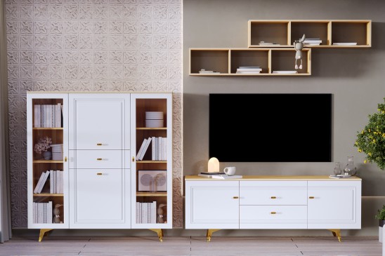 «Вега Сапфир» Тумба под ТВ 1700 Белый глянец