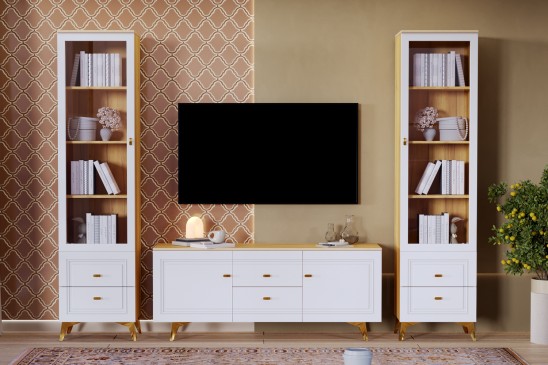 «Вега Сапфир» Шкаф-витрина Белый глянец