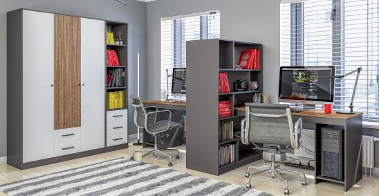 «Мальма» Модульная молодежная мебель Белый, Дуб Стирлинг / Графит «Мальма» Модульная молодежная мебель Белый, Дуб Стирлинг / Графит