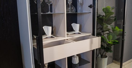 «Модена» Неман Шкаф-витрина комбинированный низкий 2 стеклодвери МН-048-23