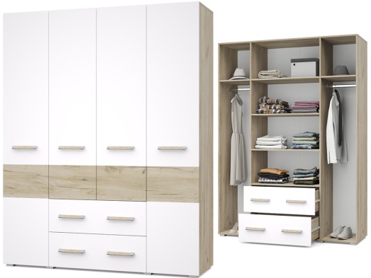 «Виора» Шкаф 4-х створчатый с выдвижными ящиками В43