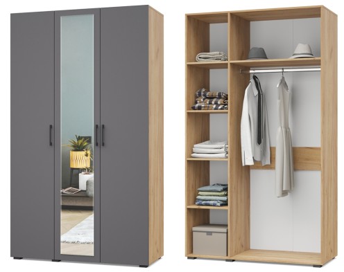 «Ева» Шкаф 3-х створчатый с зеркалом Е31