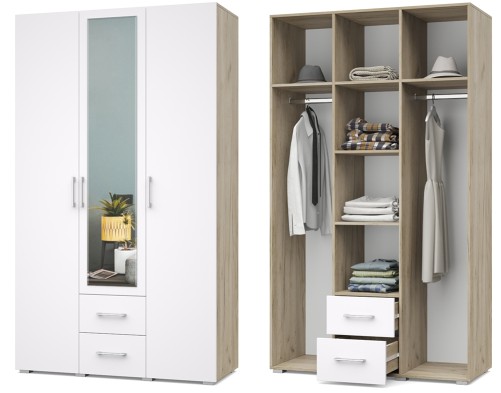 «Ева» Шкаф 3-х створчатый с зеркалом и выдвижными ящиками Е34