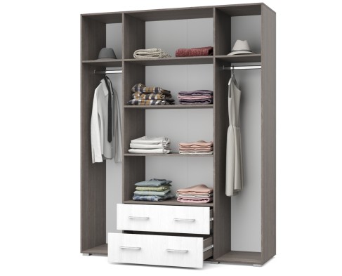 «Ева» Шкаф 4-х створчатый с зеркалом и выдвижными ящиками Е43