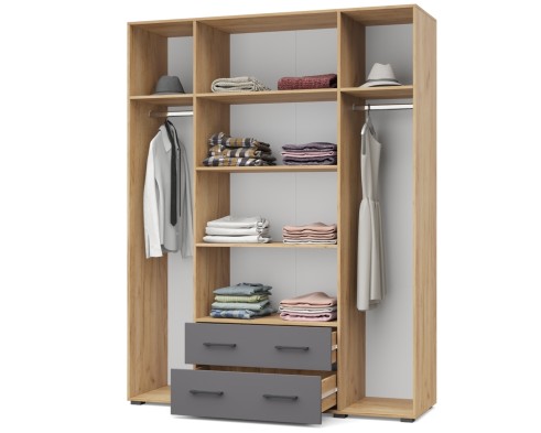 «Ева» Шкаф 4-х створчатый с зеркалом и выдвижными ящиками Е43