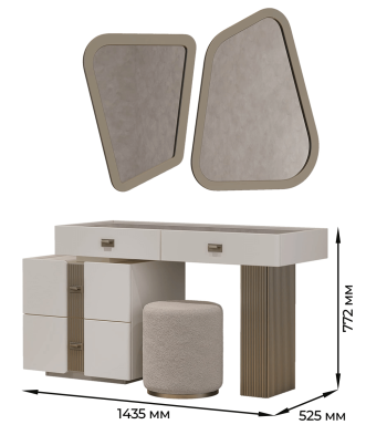 «Леонардо» Туалетный стол с зеркалом и пуфом «Леонардо» Туалетный стол с зеркалом и пуфом