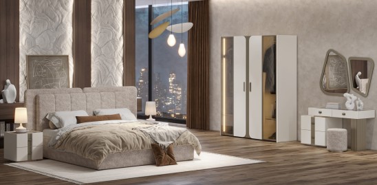 «Леонардо» Туалетный стол с зеркалом и пуфом «Леонардо» Туалетный стол с зеркалом и пуфом