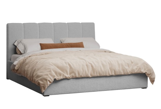 «Леонардо» Кровать двуспальная (Шенил букле серый) с ортопедическим основанием (малое изголовье)