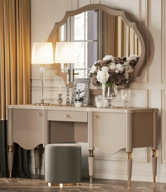 «София» Арида Туалетный стол с зеркалом и пуфом «София» Арида Туалетный стол с зеркалом и пуфом