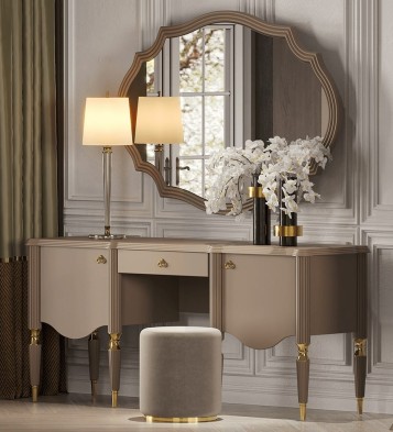 «София» Арида Туалетный стол с зеркалом и пуфом «София» Арида Туалетный стол с зеркалом и пуфом
