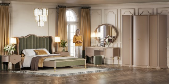 «София» Арида Туалетный стол с зеркалом и пуфом «София» Арида Туалетный стол с зеркалом и пуфом