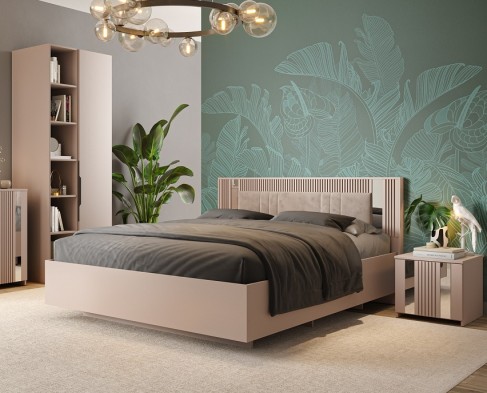 «Харди» Кровать с зеркалами с ортопедическим основанием КМК 0965.7(8) Капучино