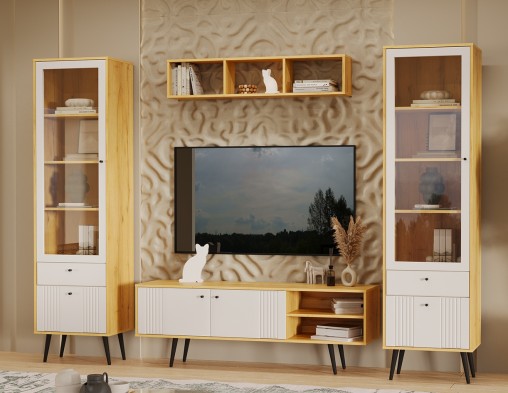 «Вега Саксония» Тумба под ТВ 1500 с нишей Миндаль