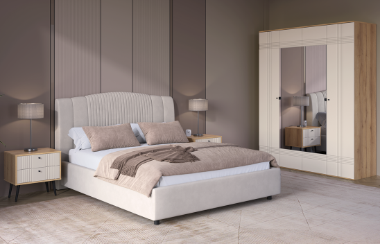 «Вега Саксония» Шкаф 4-х дверный Миндаль