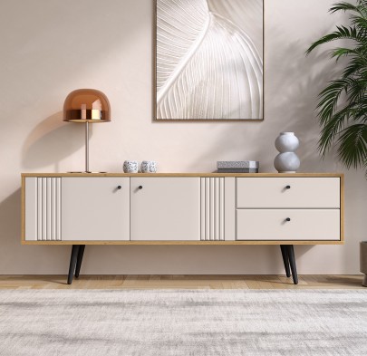 «Вега Саксония» Тумба под ТВ 1500 с ящиками Миндаль