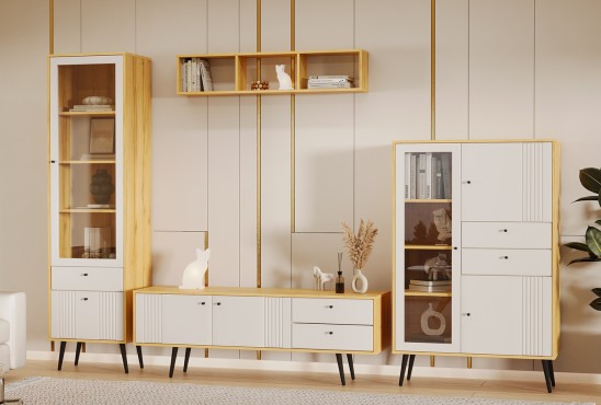 «Вега Саксония» Тумба под ТВ 1500 с ящиками Миндаль