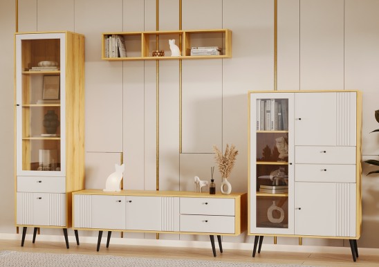 «Вега Саксония» модульная стенка в гостиную Миндаль «Вега Саксония» модульная стенка в гостиную Миндаль