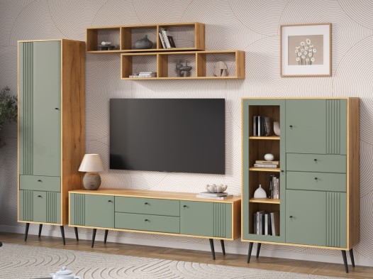 «Вега Саксония» Шкаф низкий (1 стеклодверь) Серо-зелёный «Вега Саксония» Шкаф низкий (1 стеклодверь) Серо-зелёный