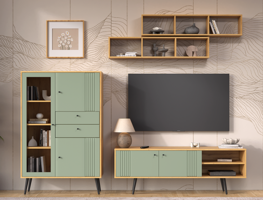 «Вега Саксония» Шкаф низкий (1 стеклодверь) Серо-зелёный «Вега Саксония» Шкаф низкий (1 стеклодверь) Серо-зелёный