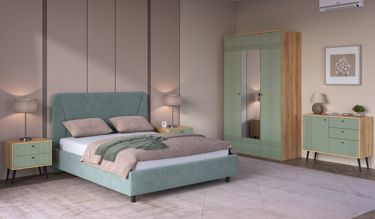 «Вега Саксония» Шкаф 3-х дверный Серо-зелёный