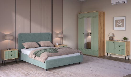 «Вега Саксония» Тумба прикроватная Серо-зелёный «Вега Саксония» Тумба прикроватная Серо-зелёный