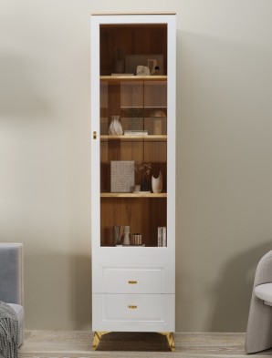 «Вега Сапфир» Шкаф-витрина Белый глянец