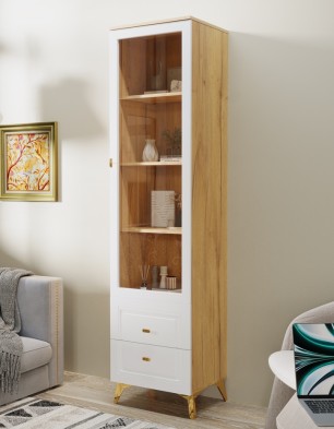 «Вега Сапфир» Шкаф-витрина Белый глянец