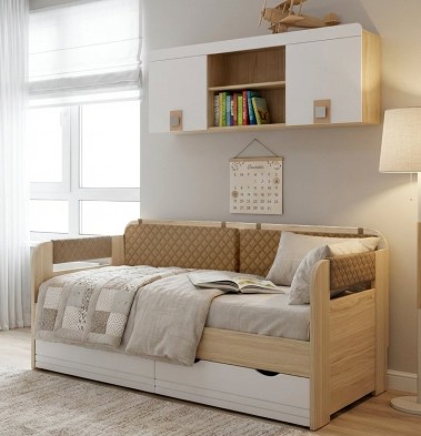 «Стиль» Кофе 80х160 кровать-тахта №800.4+Полка навесная 1650 № 7.3