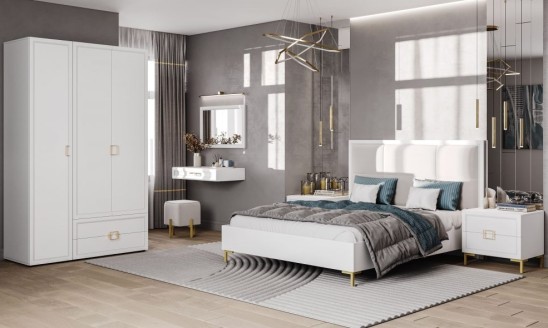 «Афина» Модульный спальный гарнитур (Белый экспо)