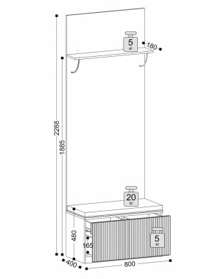 «Джулия» Вешалка с выдвижным ящиком м.11