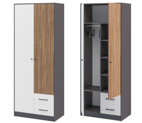 «Мальма» Шкаф 2-х створчатый для одежды с ящиками МН-135-03