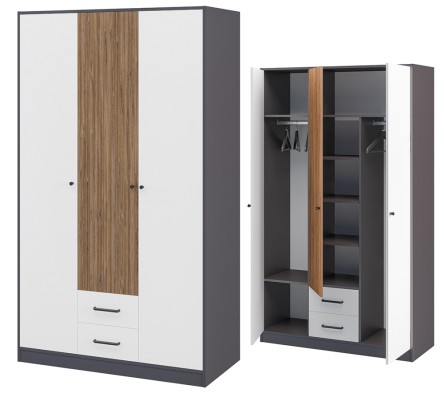 «Мальма» Шкаф 3-х створчатый для одежды с ящиками МН-135-04