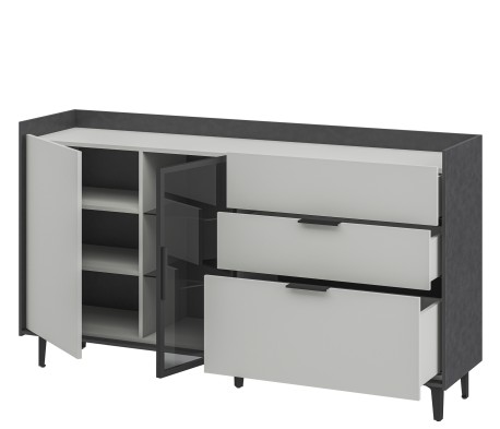 «Модена» Неман Комод-витрина с 2-мя дверками и 3 ящиками МН-048-05 «Модена» Неман Комод-витрина с 2-мя дверками и 3 ящиками МН-048-05