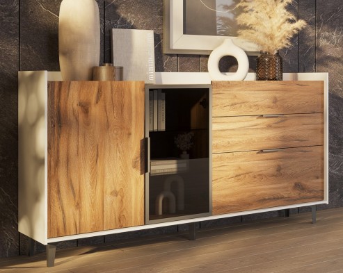 «Модена» Неман Комод-витрина с 2-мя дверками и 3 ящиками МН-048-05 «Модена» Неман Комод-витрина с 2-мя дверками и 3 ящиками МН-048-05