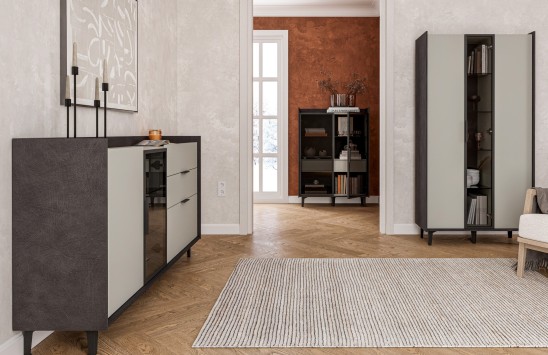 «Модена» Неман Шкаф-витрина комбинированный низкий 2 стеклодвери МН-048-23