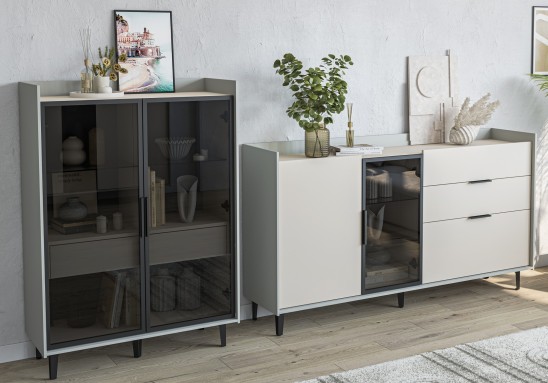 «Модена» Неман Шкаф-витрина комбинированный низкий 2 стеклодвери МН-048-23