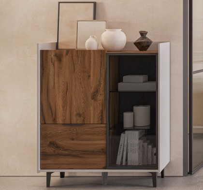 «Модена» Неман Шкаф-витрина комбинированный низкий 1 стеклодверь МН-048-24