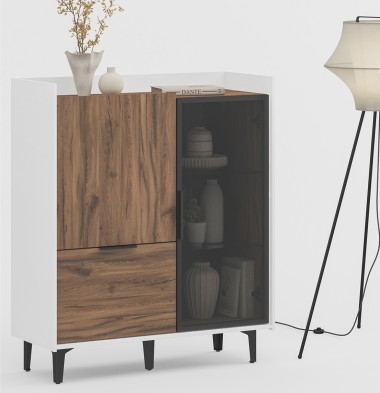 «Модена» Неман Шкаф-витрина комбинированный низкий 1 стеклодверь МН-048-24