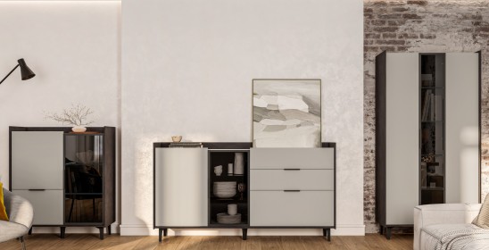 «Модена» Неман Шкаф-витрина комбинированный низкий 1 стеклодверь МН-048-24