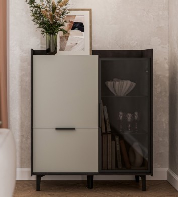 «Модена» Неман Шкаф-витрина комбинированный низкий 1 стеклодверь МН-048-24