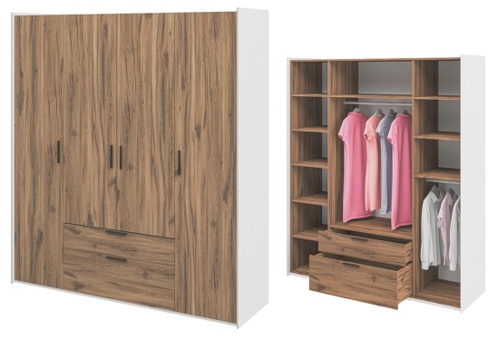 «Модена» Неман Шкаф 4-х створчатый с ящиками для одежды МН-048-14