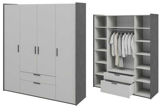 «Модена» Неман Шкаф 4-х створчатый с ящиками для одежды МН-048-14