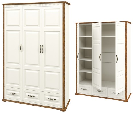 «Марсель» Неман Шкаф 3-х створчатый с ящиками для одежды МН-126-03