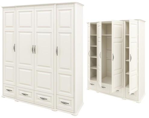 «Марсель» Неман Шкаф 4-х створчатый с ящиками для одежды МН-126-03