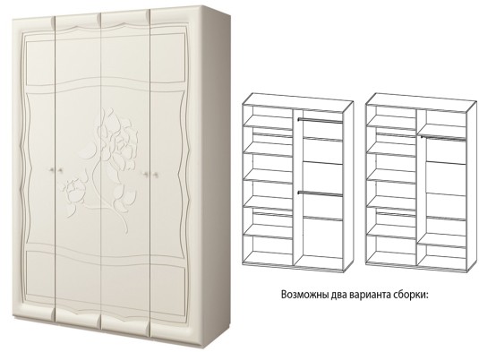 «Астория» Неман Шкаф 4-х створчатый для одежды МН-218-03/04
