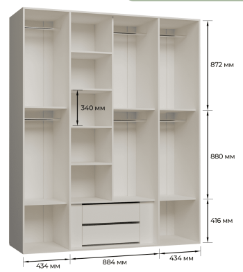 «Берта» Арида (белый жемчуг) Шкаф четырехдверный 