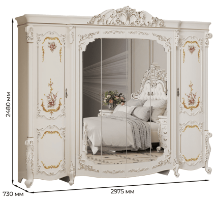 «Венеция Классик» (крем) Шкаф шестидверный 