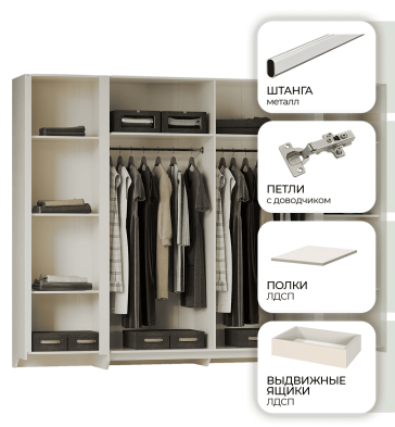 «Венеция Классик» (крем) Шкаф шестидверный 