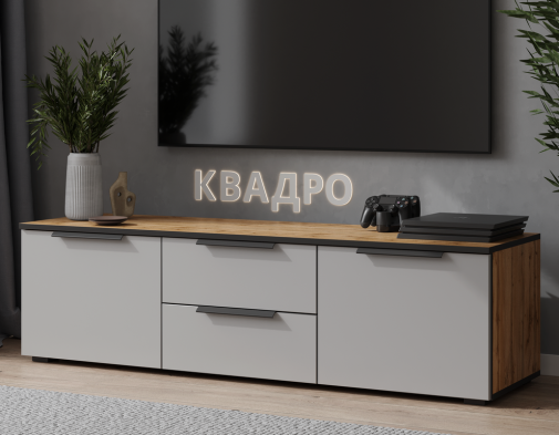 «Квадро» Комплект накладок М188х496 (2шт) гладкая для тумбы под ТВ